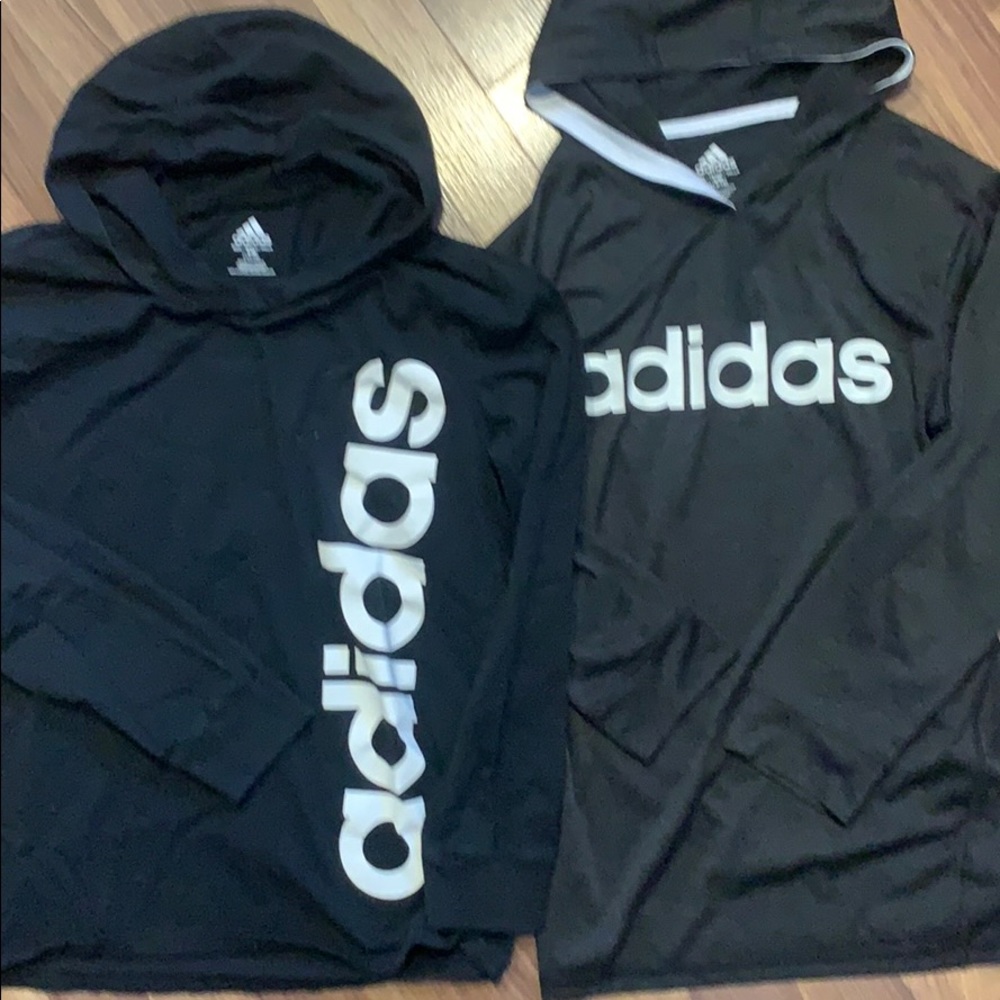 Two adidas hooded shirts
